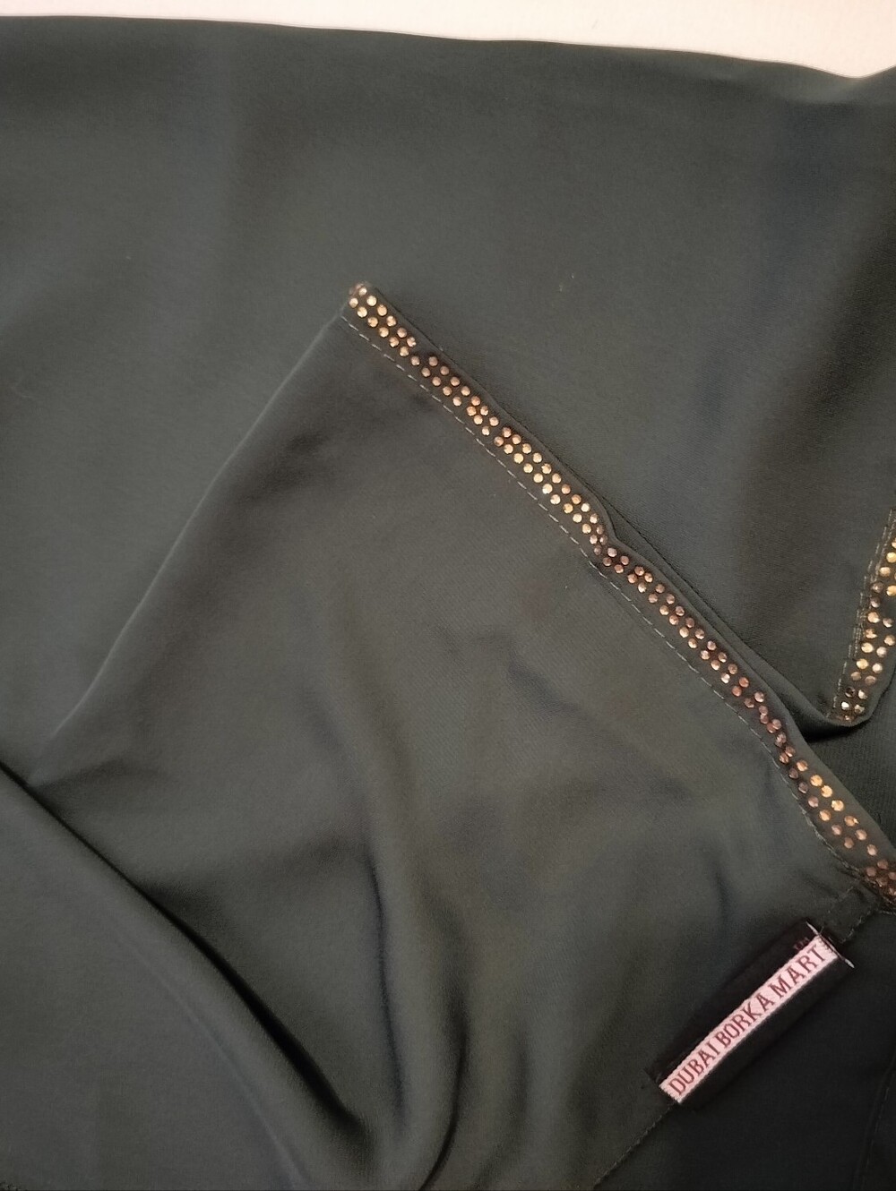 New Embellished Dark Green And Gold Hijab